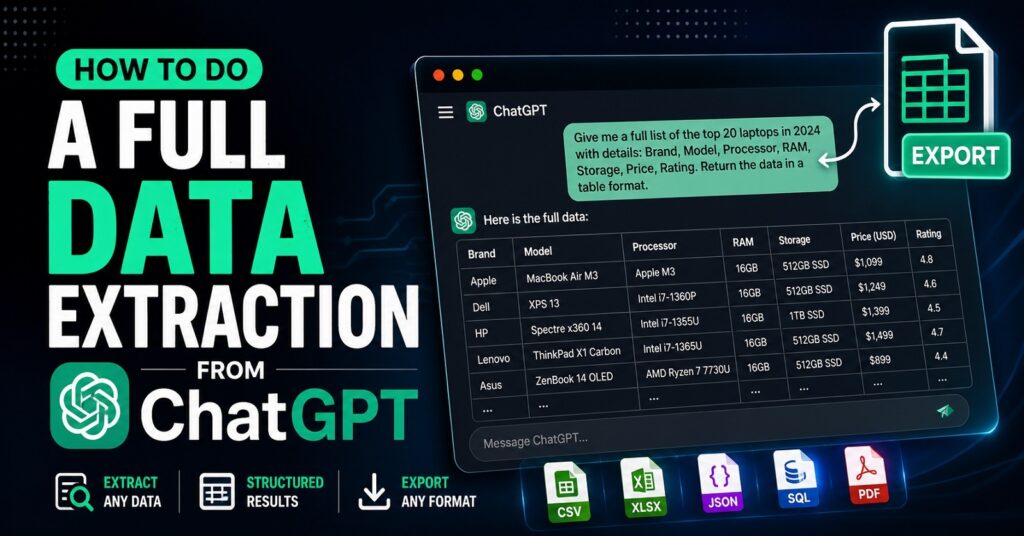 how to do a full data extraction from chatgpt​